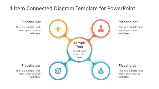 4 Item Connected Diagram Template for PowerPoint