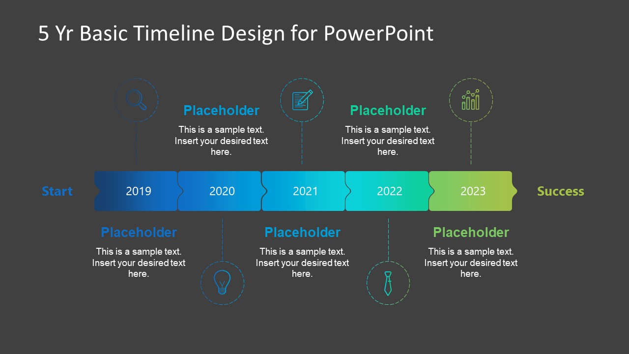 5 Year Basic Timeline PowerPoint Template SlideModel