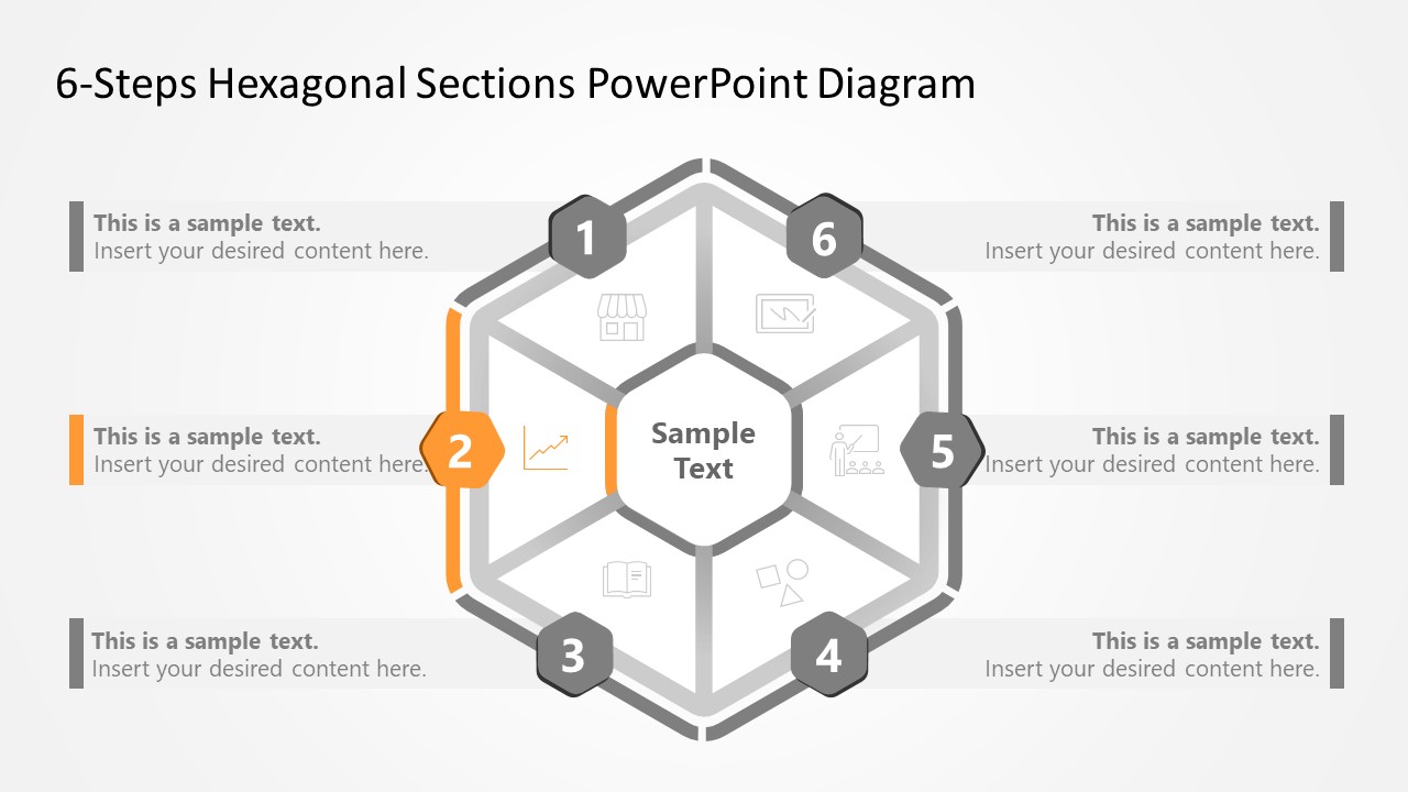 6 Steps Hexagonal Sections Powerpoint Diagram Slidemodel 9494
