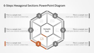 Presentation Template Slide of 6 Step Hexagon