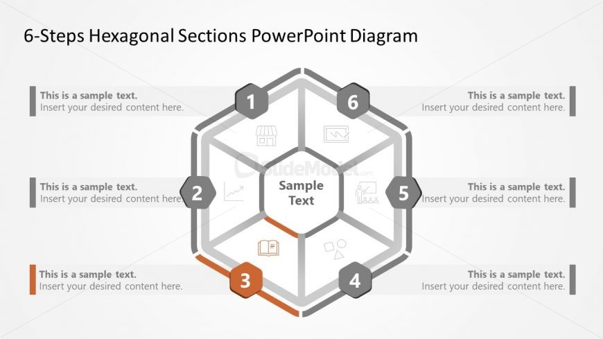 Presentation Template Slide of 6 Step Hexagon