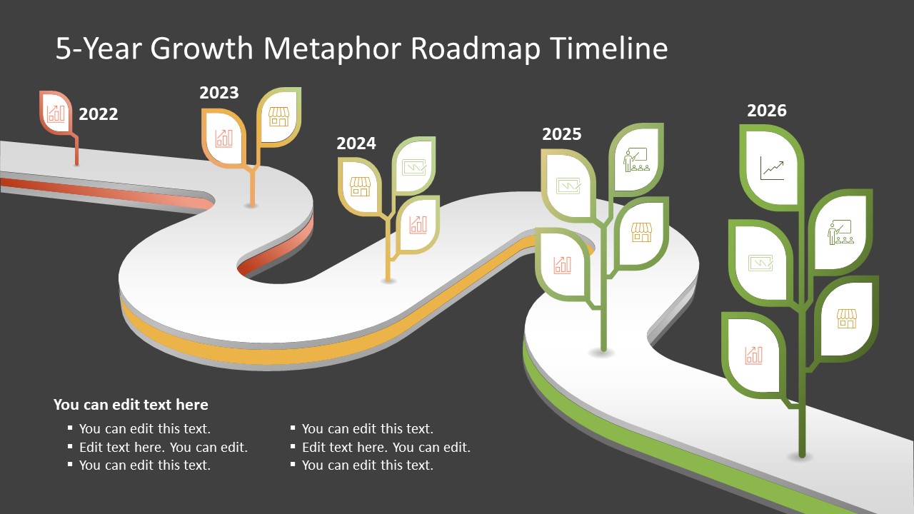 PowerPoint Template Slide for 5-Year Growth Metaphor