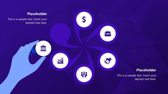 6 Steps PowerPoint Swirl Hand Objects