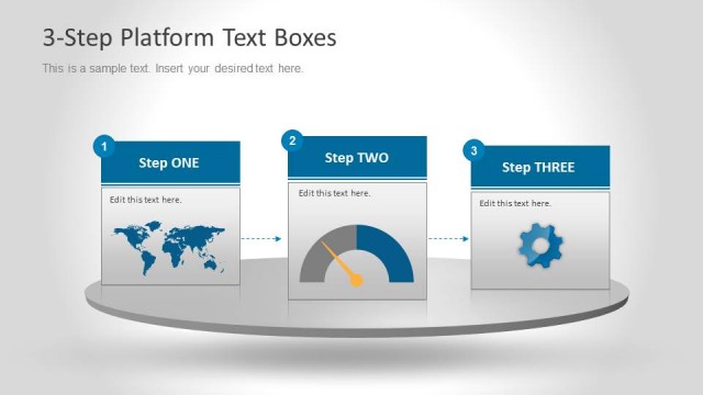3 Steps Platform & Text Boxes Design for PowerPoint