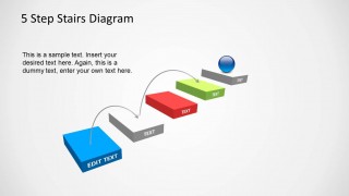 5 Step Stairs Diagram Template with 3D Style