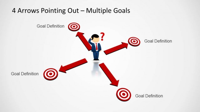 4 Arrows Pointing Out Template for PowerPoint