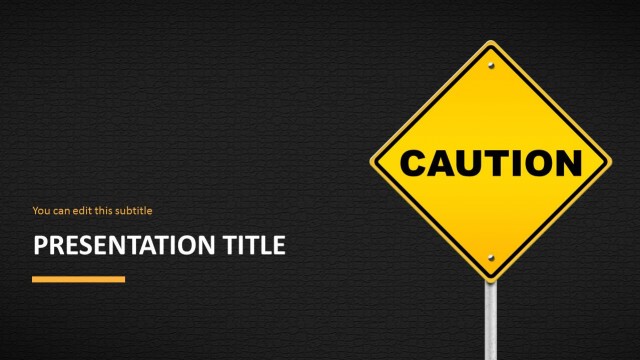 Caution Road Sign PowerPoint Template