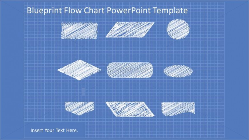 Hand Drawn Flowchart PowerPoint elements in blueprint background