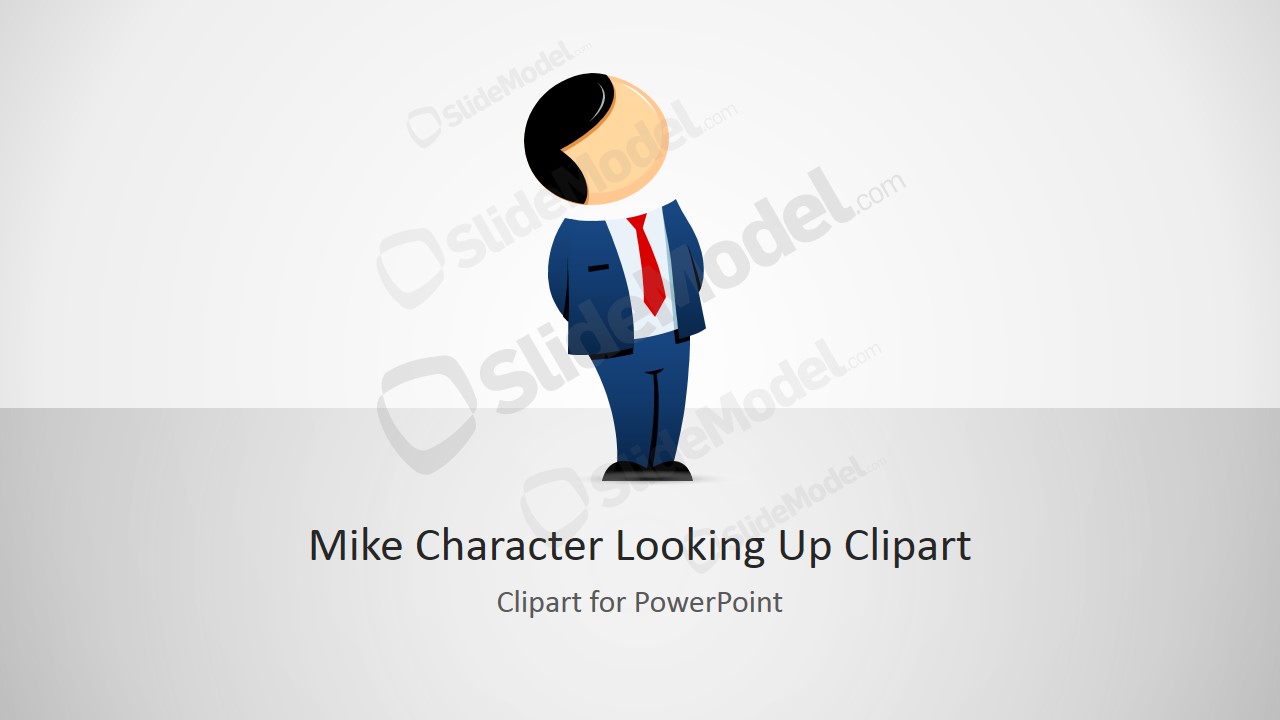 Male Businessman Cartoon Looking Up and Hands Behind Back