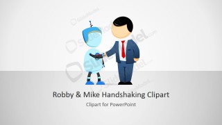 Robot & Male Cartoon Handshaking Clipart Robby and Mike for PowerPoint