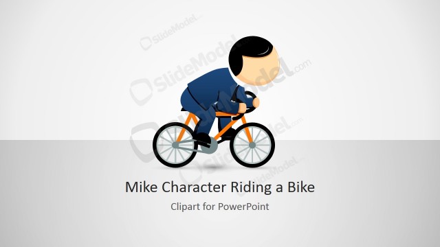 Mike Male Cartoon Character Riding a Bike