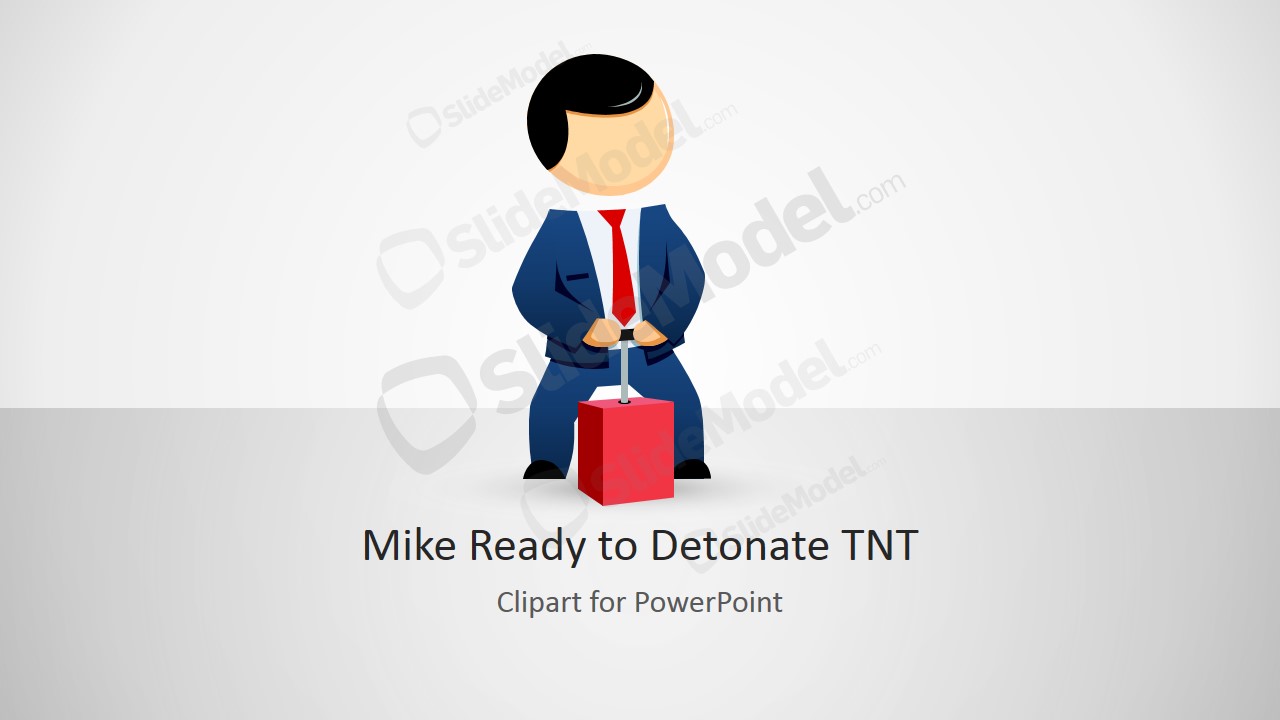 Mike Cartoon Character Detonating a TNT