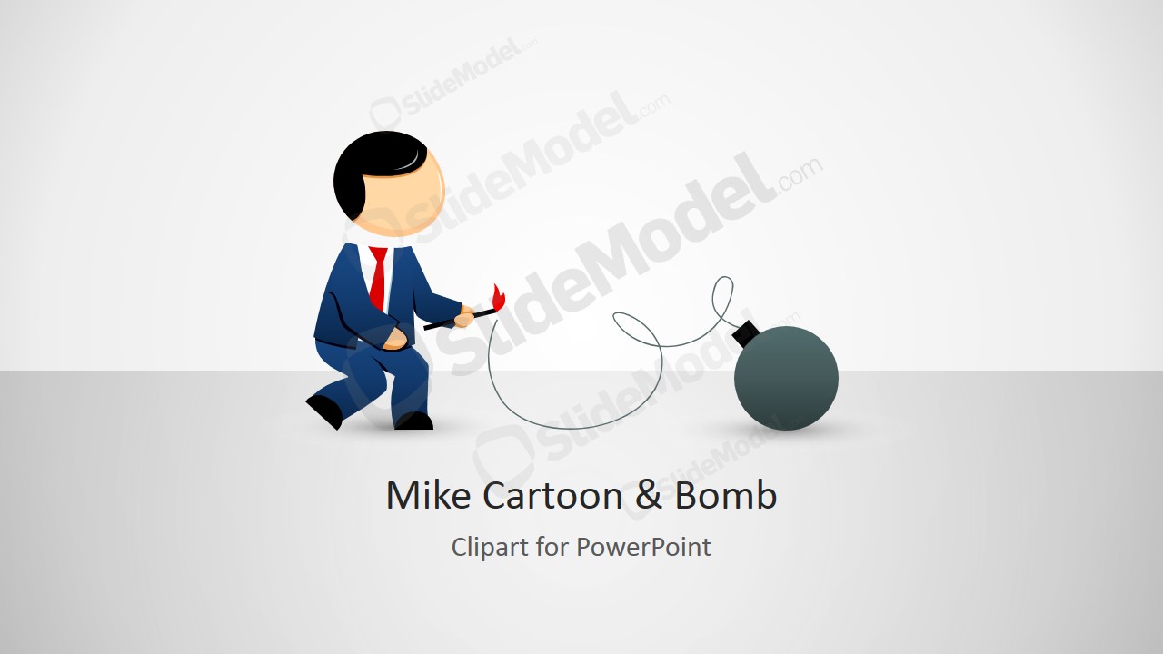 Male Cartoon Igniting a Bomb Illustration for PowerPoint
