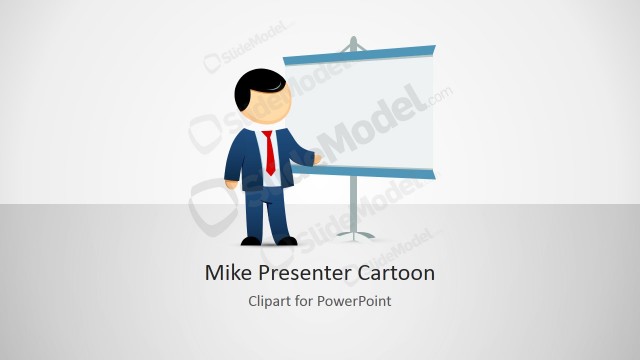Mike Male Cartoon Clipart Presenting on a Whiteboard