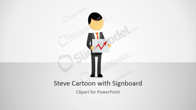 Steve Male Cartoon Character with Signboard in Hands