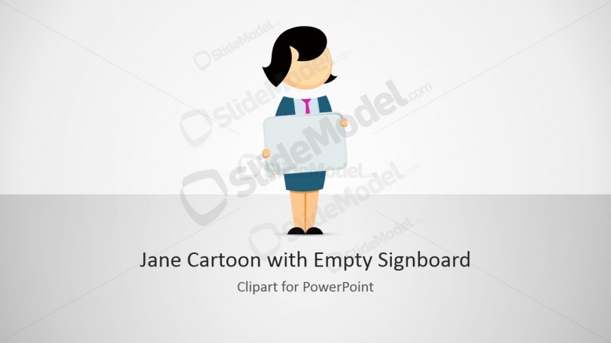 PowerPoint Clipart Jane Cartoon with Empty Whiteboard