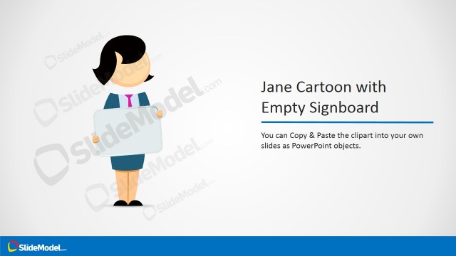 Jane Cartoon with Signboard for PowerPoint