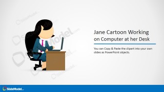 Jane Female Cartoon Clipart Working on her Computer