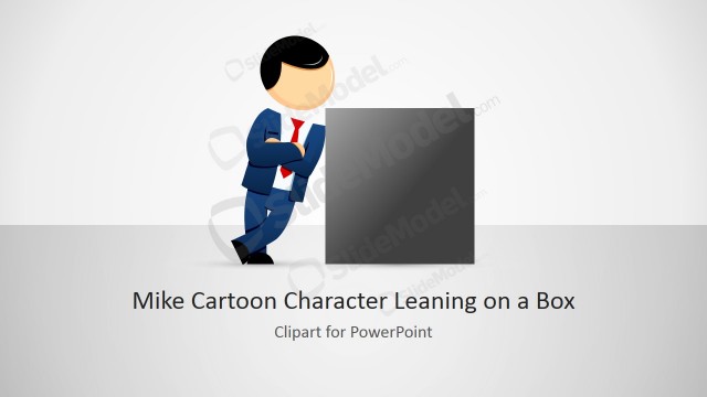 Mike Male Cartoon Leaning on a Box