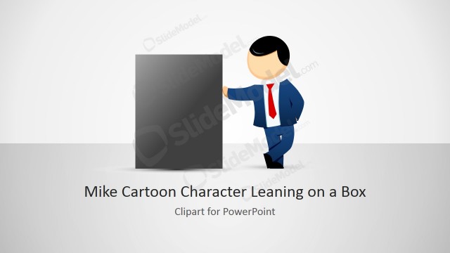 Mike Male Cartoon Taking a Rest Leaning on a Box