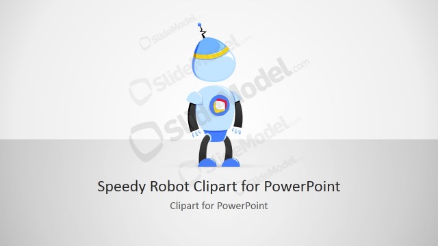 Speedy Robot Cartoon Illustration for PowerPoint