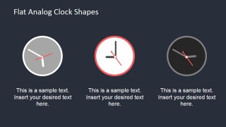 Flat Analog Clock Shapes for PowerPoint