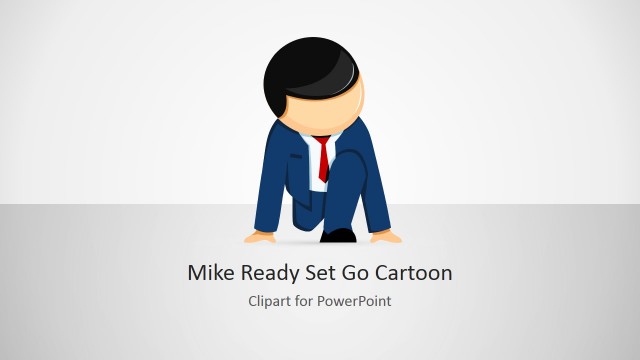 Mike Ready Set Go Cartoon Illustration for PowerPoint