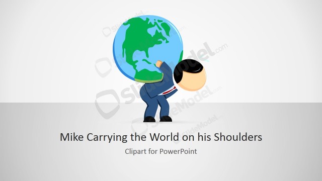 Mike Carrying the World Cartoon Illustration for PowerPoint