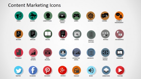 Professional Digital Content Asset Icons for PowerPoint