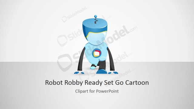 Robot Robby Ready Set Go Cartoon Character for PowerPoint