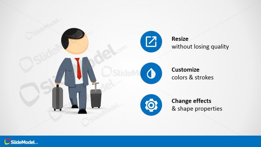 PowerPoint Mike Traveling Clipart for Sales Presentations