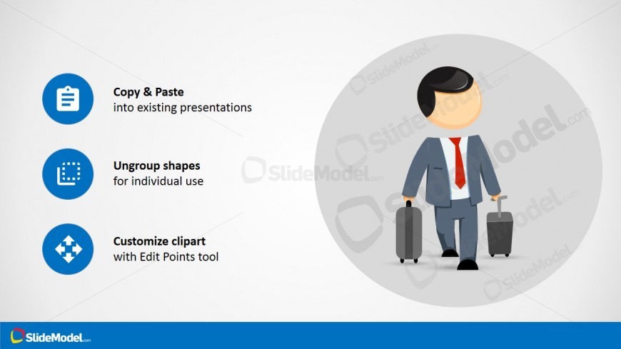 Traveling Scene Clipart with Business Man and Carry On Luggage