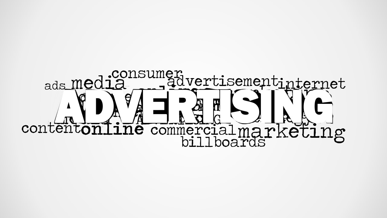 Tag cloud advertising picture for PowerPoint with main keyword and secondary keywords behind