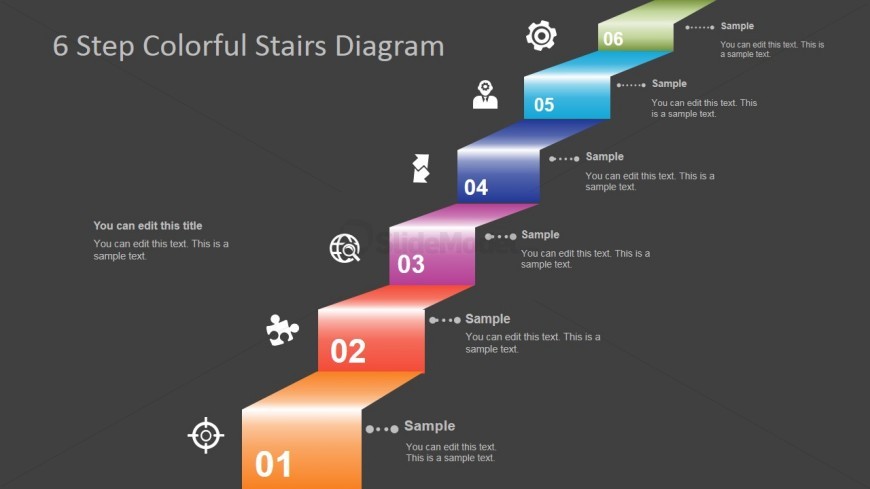 PowerPoint 6 Steps Colorful Diagram 