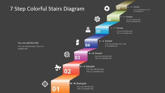 7 Step Colorful Stairs Diagram for PowerPoint