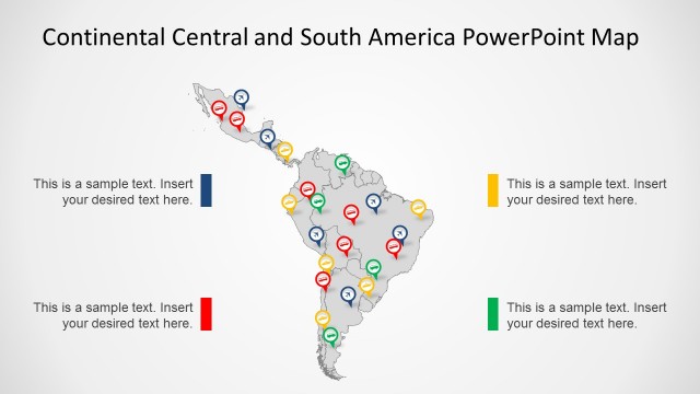 Continental Latin America Map for PowerPoint