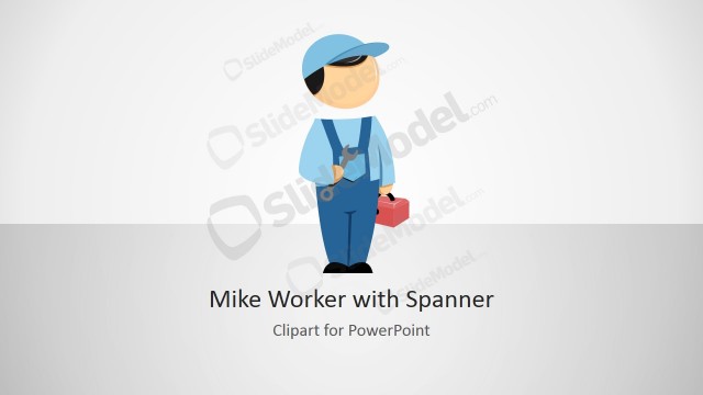 Mike Worker with Spanner Cartoon