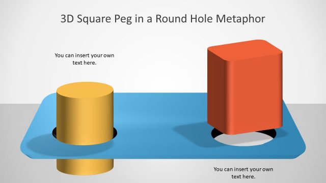 3D Square Peg Round Circle Metaphor