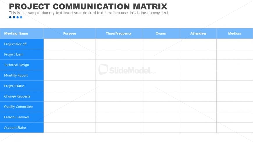 Presentation of Project Communication Matrix