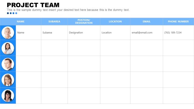 Project Team Details Chart PowerPoint