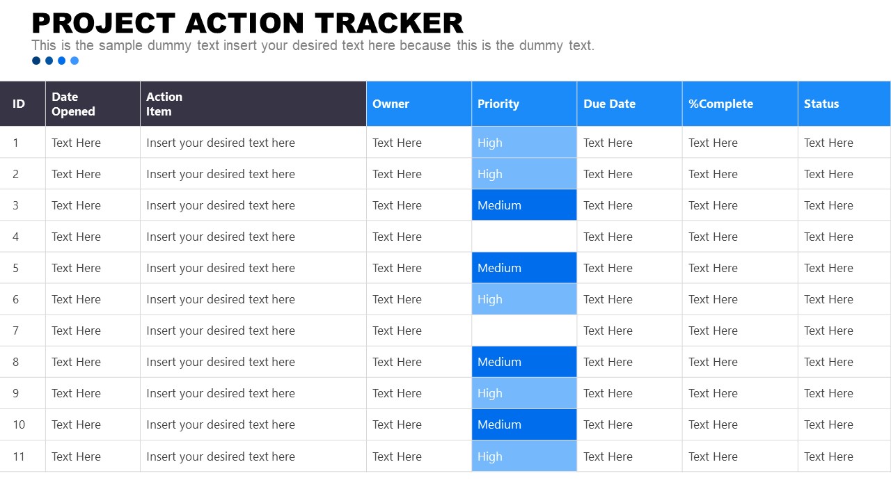 PROJECT ACTION TRACKER PowerPoint