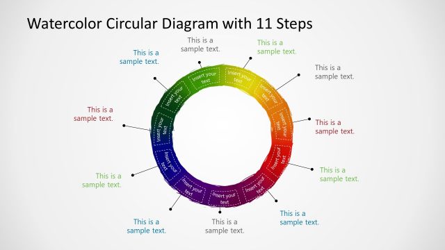 11 Step Watercolor Circular Diagram PowerPoint Template