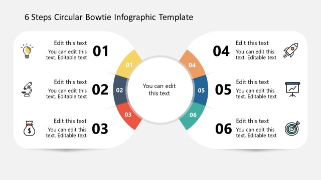 6 Steps Circular Bowtie Infographic Template