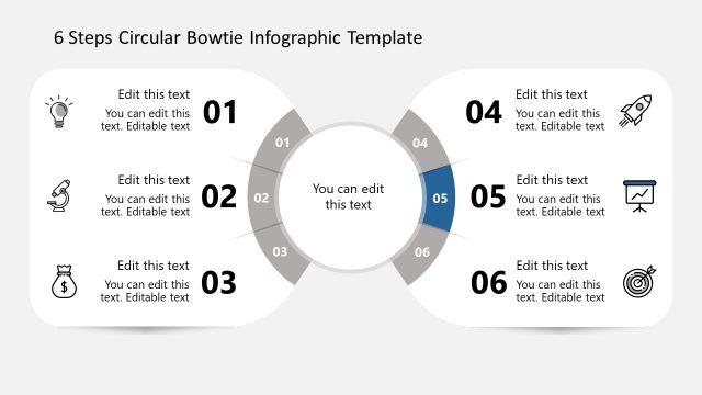Bowtie Shape 5 Step PowerPoint Diagram