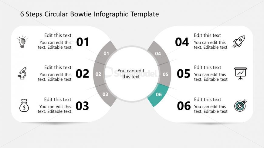 Sixth Step Bowtie Circular Diagram Infographics