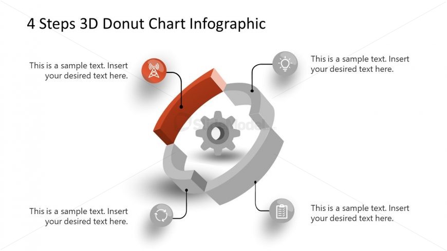 3D Donut Chart Step 1 Diagram PowerPoint