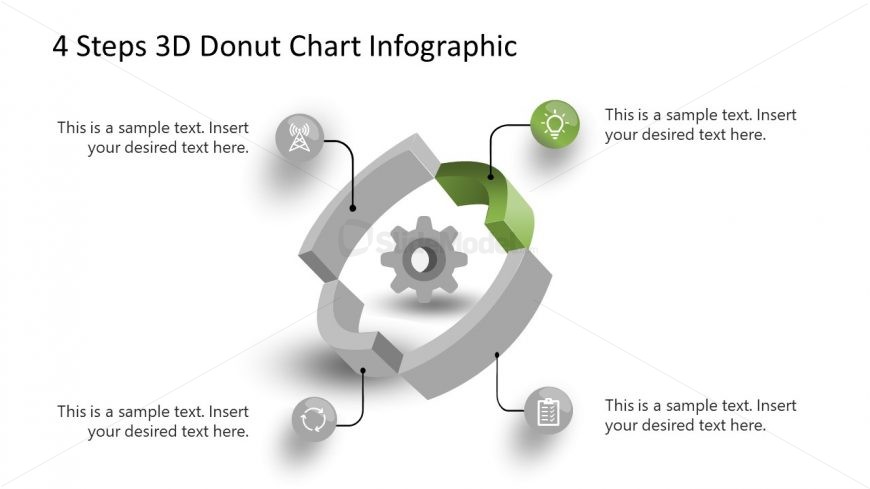 3D Donut Chart Step 2 Diagram PowerPoint