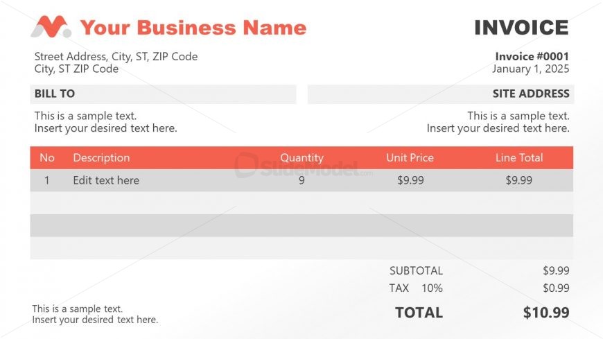Red Theme Invoice PowerPoint 