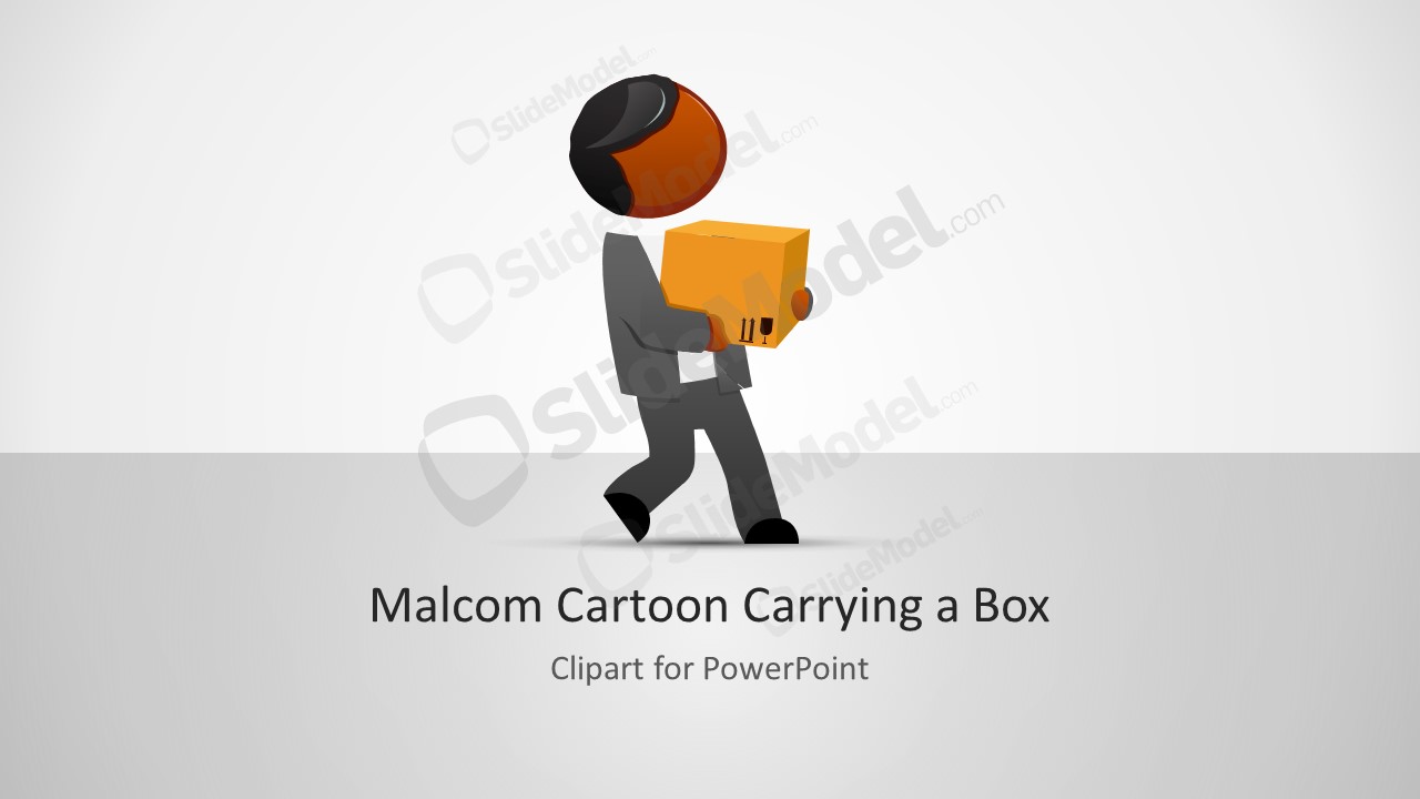 Malcom with Delivery Box PowerPoint Illustration