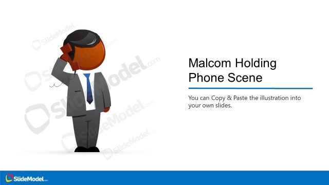 Malcom Holding Phone PowerPoint Character